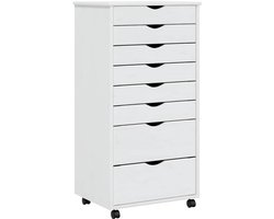 vidaXL - Ladekast - MOSS - verrijdbaar - massief - grenenhout - wit
