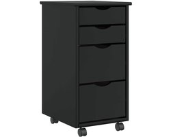 vidaXL - Ladekast - MOSS - verrijdbaar - massief - grenenhout - zwart