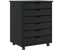 vidaXL Ladekast MOSS - Verrijdbaar - Zwart - Grenenhout Bureaukast - Bureaukasten - Ladekast - Ladenkast