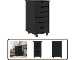 vidaXL Ladekast MOSS - Zwart - 6 Lades - Grenenhout Bureaukast - Bureaukasten - Ladekast - Ladenkast