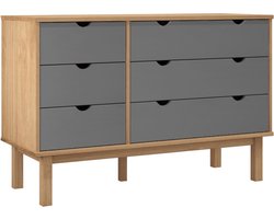 vidaXL - Ladekast - OTTA - 111x43x73,5 - cm - grenenhout - bruin - en - grijs