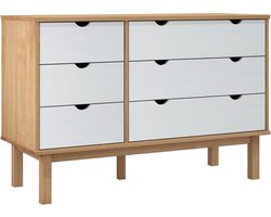 vidaXL - Ladekast - OTTA - 111x43x73,5 - cm - massief - grenenhout - bruin - en - wit