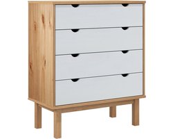 vidaXL - Ladekast - OTTA - 76,5x39,5x90 - cm - massief - grenenhout - bruin - en - wit