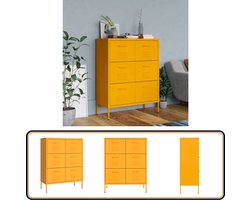 vidaXL Ladekast Staal Mosterdgeel - 6 Lades Ladekast - Opbergkast - Staalkast - Mustard Yellow - Geel