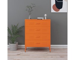 vidaXL Ladekast - Staal - Oranje - 80x35x101,5 cm Ladekast - Bijzettafel - Oranjekleur - Metalen Kast - Staalkast