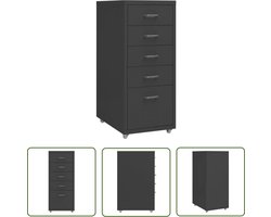 vidaXL Ladenkast - Archief Kast - Ladeblok verrijdbaar 28x41x69 cm metaal antracietkleurig - Metalen Ladeblok - Kantooroplossing - Archivage