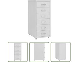 vidaXL Ladenkast - Archiefkaartje - Ladeblok verrijdbaar 28x41x69 cm metaal grijs - Kasten - Kantooraccessoires - Opslagoplossing