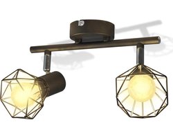 vidaXL Lamp industrieel met 2 LED's zwart