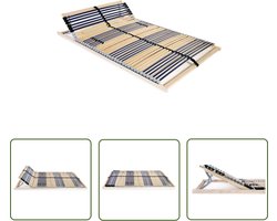 vidaXL Lattenbodem met 42 latten 7 zones 100x200 cm - Lattenbodem - Houten Bedbodems - Bedbodem Met Hoofdbordverstelling - Lattenbodem 100x200 - Comfortabele Bedbodem