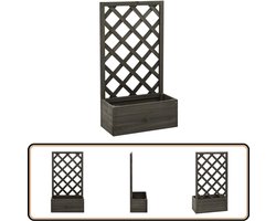 vidaXL Latwerkplantenbak 50x25x90 cm - Vurenhout Grijs Tuinmeubelen - Houten Plantenbak - Plantenrek - Klimmende Planten - Terrasdecoratie