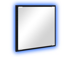 vidaXL - LED - Badkamerspiegel - Zwart - Eiken - 40 - x - 37 - x - 8.5 - cm - Bewerkt - hout