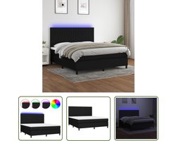 vidaXL Led Bed - Boxspring - Boxspring met matras en LED stof zwart 180x200 cm - Boxspring Met Led - Slaapcomfort - Tweepersoonsbed