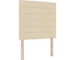vidaXL - LED - Box - Spring - Bed - met - hoofdeinde - Crème - 100 - x - 200 - cm - Stof