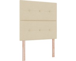 vidaXL - LED - Box - Spring - Bed - met - hoofdeinde - Crème - 100 - x - 200 - cm - Stof