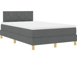 vidaXL - LED - Box - Spring - Bed - met - hoofdeinde - Donkergrijs - 120 - x - 190 - cm - Stof