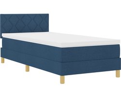 vidaXL - LED - Box - Spring - Bed - met - matras - met - LED - Blauw - 100 - x - 200 - cm - Stof