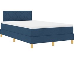 vidaXL - LED - Box - Spring - Bed - met - matras - met - LED - Blauw - 120 - x - 200 - cm - Stof