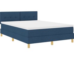 vidaXL - LED - Box - Spring - Bed - met - matras - met - LED - Blauw - 160 - x - 200 - cm - Stof