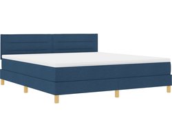 vidaXL - LED - Box - Spring - Bed - met - matras - met - LED - Blauw - 180 - x - 200 - cm - Stof