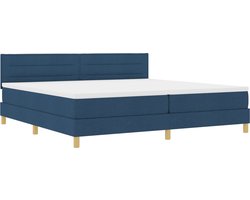 vidaXL - LED - Box - Spring - Bed - met - matras - met - LED - Blauw - 200 - x - 200 - cm - Stof