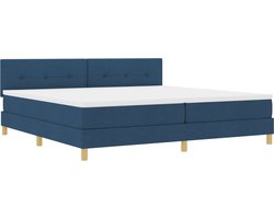 vidaXL - LED - Box - Spring - Bed - met - matras - met - LED - Blauw - 200 - x - 200 - cm - Stof