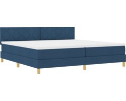 vidaXL - LED - Box - Spring - Bed - met - matras - met - LED - Blauw - 200 - x - 200 - cm - Stof