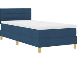 vidaXL - LED - Box - Spring - Bed - met - matras - met - LED - Blauw - 90 - x - 200 - cm - Stof