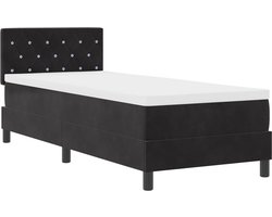 vidaXL - LED - Box - Spring - Bed - met - matras - met - LED - Zwart - 80 - x - 200 - cm - Fluweel