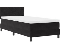 vidaXL - LED - Box - Spring - Bed - met - matras - met - LED - Zwart - 90 - x - 200 - cm - Fluweel