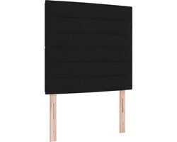 vidaXL - LED - Box - Spring - Bed - met - matras - Zwart - 120 - x - 200 - cm - Stof