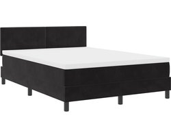 vidaXL - LED - Box - Spring - Bed - met - matras - Zwart - 160 - x - 200 - cm - Fluweel