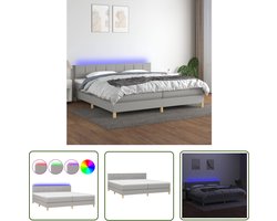 vidaXL Led Boxspring - Boxspring - Boxspring met matras en LED stof lichtgrijs 200x200 cm - Slaapcomfort - Pocketed Spring Mattress - Adjustable Headboard