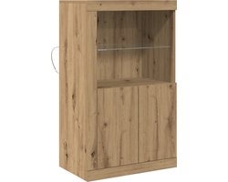 vidaXL - LED - Dressoir - Artisan - Eiken - 60,5 - x - 37 - x - 100 - cm - Bewerkt - hout