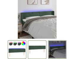 vidaXL Led Headboard - Hoofd Bord - Hoofdbord LED 183x16x78/88 cm fluweel donkergroen - Velvet Headboard - Fluweel - Groen