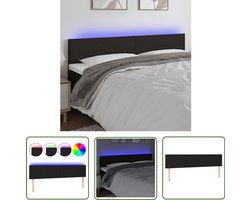 vidaXL Led Headboard - Hoofdboard - Hoofdbord LED 180x5x78/88 cm stof zwart - Moderne Hoofdbord - Zwarte Hoofdbord - Stoffen Hoofdbord