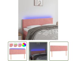 vidaXL Led Hoofdbord - Hoofd Bord - Hoofdbord LED 144x5x78/88 cm fluweel roze - Hoofdbord Roze - Fluweel Hoofdbord - Hoofdbord Met Led Verlichting