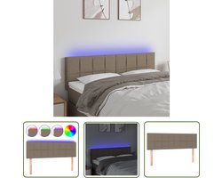 vidaXL Led Hoofdbord - Hoofd Bord - Hoofdbord LED 144x5x78/88 cm stof taupe - Bedhoofdbord - Slaapkamersdecoratie - Tapijt