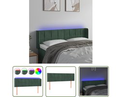 vidaXL Led Hoofdbord - Hoofd Bord - Hoofdbord LED 147x16x78/88 cm fluweel donkergroen - Hoofdbord Met Led Verlichting - Velvet Hoofdbord - Groen Hoofdbord