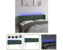 vidaXL Led Hoofdbord - Hoofd Bord - Hoofdbord LED 147x16x78/88 cm fluweel donkergroen - Velvet Hoofdbord - Donkere Groen Hoofdbord - Slaap Kamer Decoratie