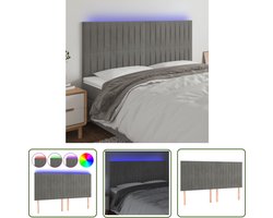 vidaXL Led Hoofdbord - Hoofd Bord - Hoofdbord LED 160x5x118/128 cm fluweel lichtgrijs - Fluweel Hoofdbord - Grijs Hoofdbord - Adjustable Headboard