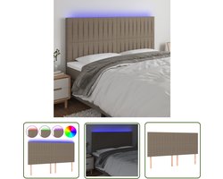 vidaXL Led Hoofdbord - Hoofd Bord - Hoofdbord LED 160x5x118/128 cm stof taupe - Beddecoratie - Slaapkamers - Taupecolor