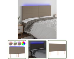 vidaXL Led Hoofdbord - Hoofd Bord - Hoofdbord LED 160x5x118/128 cm stof taupe - Hoofdbord Met Led - Taupecouleur - Slaapkamersdecoratie