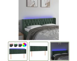 vidaXL Led Hoofdbord - Hoofd Bord - Hoofdbord LED 163x16x78/88 cm fluweel donkergroen - Velvet Hoofdbord - Comfortabel Hoofdbord - Hoofdbord Groen