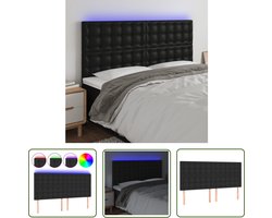 vidaXL Led Hoofdbord - Hoofd Bord - Hoofdbord LED 180x5x118/128 cm kunstleer zwart - Hoofdbord Zwart - Hoofdbord Kunstleer - Hoofdbord Bedroom Decor