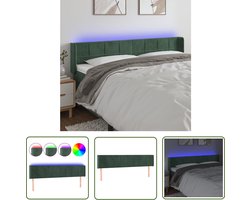 vidaXL Led Hoofdbord - Hoofd Bord - Hoofdbord LED 203x16x78/88 cm fluweel donkergroen - Fluweel Hoofdbord - Hoofdbord Groen - Hoofdbord Met Led