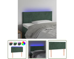 vidaXL Led Hoofdbord - Hoofd Bord - Hoofdbord LED 90x5x78/88 cm fluweel donkergroen - Velvet Hoofdbord - Comfortabele Hoofdbord - Hoofdbord Groen