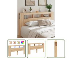 vidaXL Led Hoofdbord - Hoofd Bord - Hoofdbord met LED 200x18,5x103,5 cm bewerkt hout sonoma eiken - Hoofdbord Met Licht - Bedroom Furniture - Slaapkamermeubilair