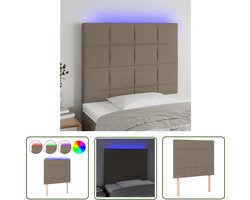 vidaXL Led Hoofdbord - Hoofdboard - Hoofdbord LED 100x5x118/128 cm stof taupe - Hoofdbord Met Led - Beddecoratie - Bedroom Decor