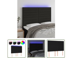 vidaXL Led Hoofdbord - Hoofdboard - Hoofdbord LED 144x5x118/128 cm stof zwart - Hoofdbord Met Led - Hoofdbord Zwart - Slaapkamers Decoratie