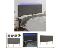 vidaXL Led Hoofdbord - Hoofdboard - Hoofdbord LED 160x5x118/128 cm fluweel donkergrijs - Velvet Hoofdbord - Grijs Hoofdbord - Hoofdbord Met Verlichting